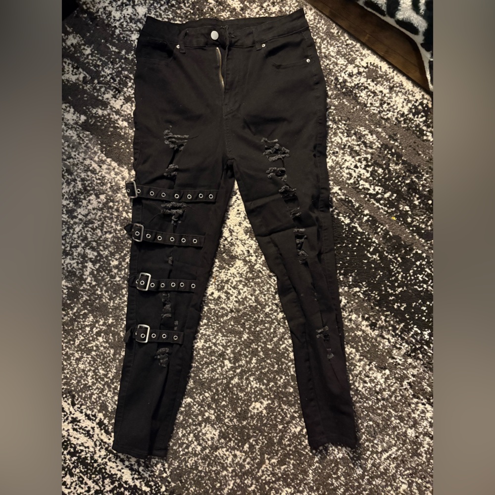 Black Pants with Silver Buckles
